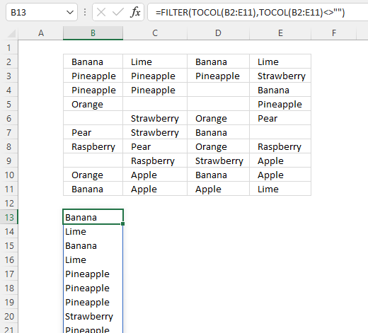 Extract a unique distinct list across multiple columns and rows sorted based on frequency2