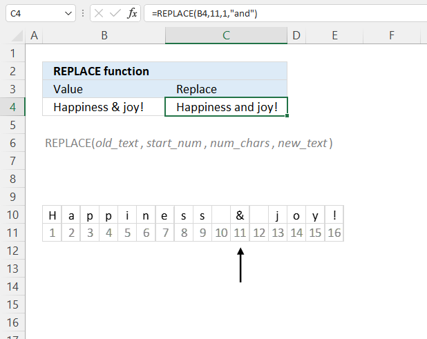 How to use the REPLACE function