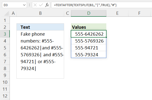 Extract multiple values between two given strings