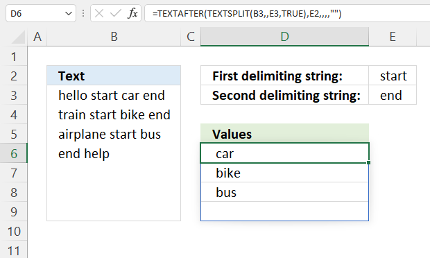 Extract multiple values between two given strings2