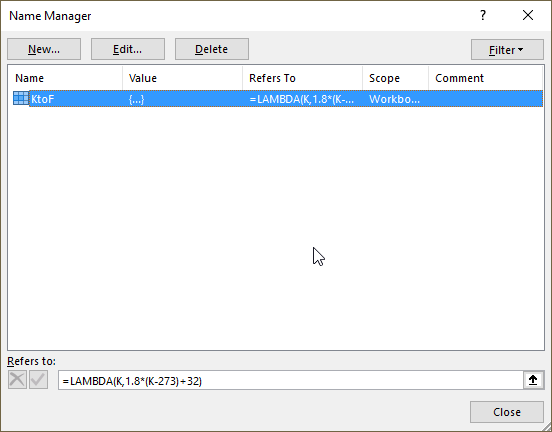 How to use the LAMBDA function name manager3