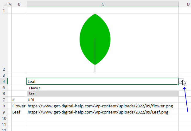 How to use the IMAGE function dropdown list1