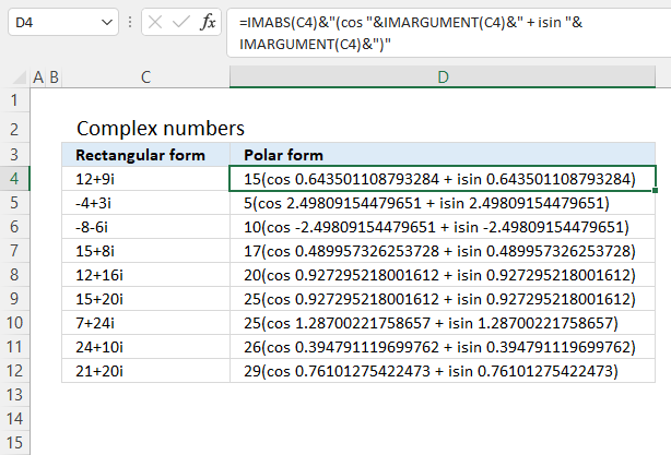 How to convert complex numbers to polar form