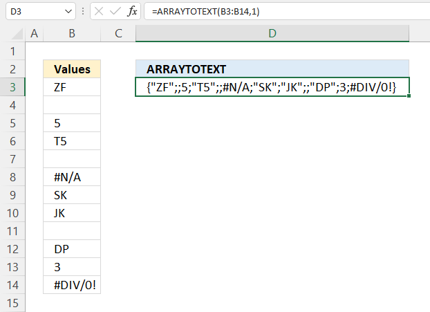 How to use the ARRAYTOTEXT function example