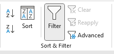 Apply autofilter to table1