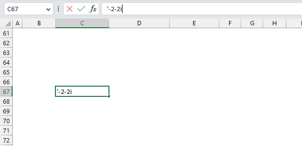 How to enter negative complex numbers in Excel1