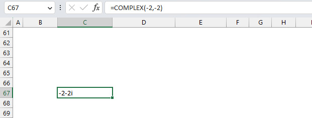 How to enter negative complex numbers in Excel2