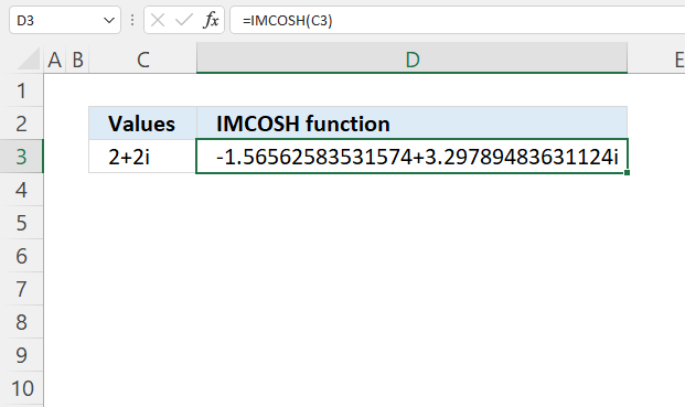 How to use the IMCOSH function