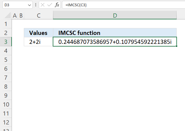 How to use the IMCSC function