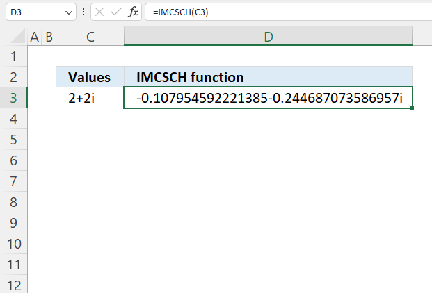 How to use the IMCSCH function