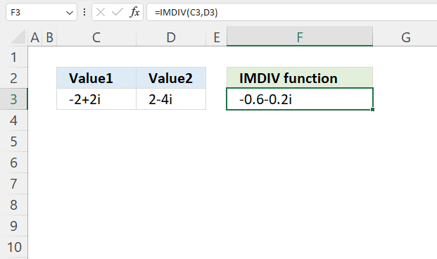 How to use the IMDIV function