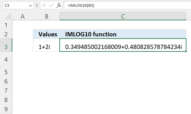 How to use the IMLOG10 function 1