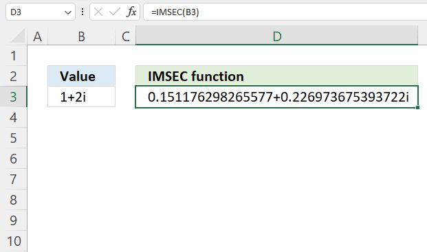 How to use the IMSEC function
