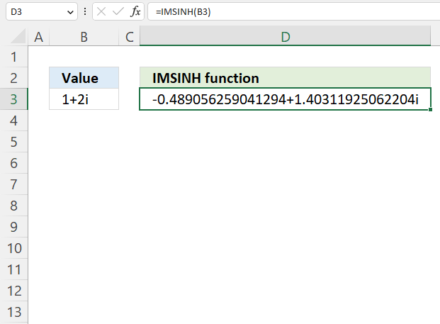 How to use the IMSINH function