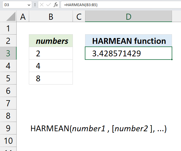 How to use the HARMEAN function How to use the HARMEAN function